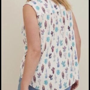 Torrid White Cactus Print Blouse